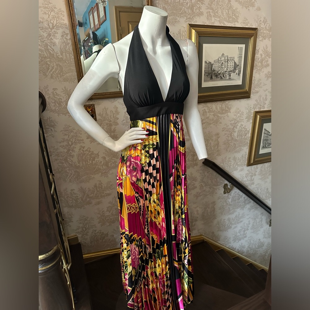Cache black halter maxi dress